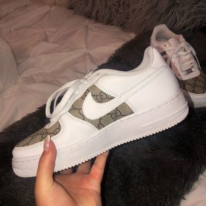 Reworked Nike Air Force 1s with Gucci print